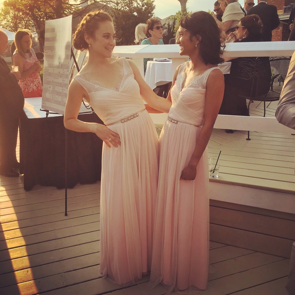 BHLDN Fleur dress in Blush size 0 and garment belt